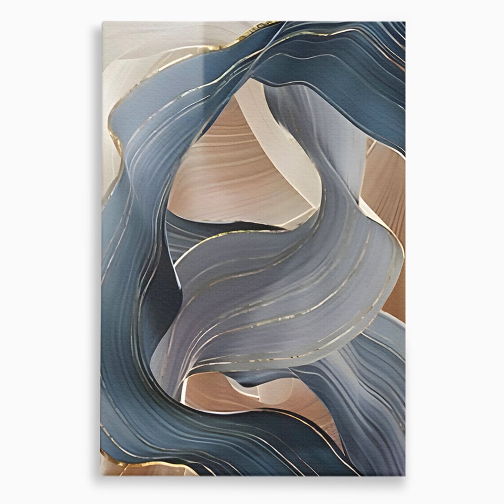 Tablou canvas cu pictura abstracta cu valuri ondulate, fara rama, pe sasiu de lemn